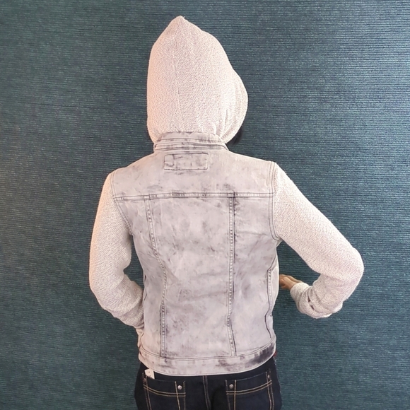 Express Gray Denim Hoodie Jacket/Sweater Please Read Description! - Picture 5 of 11